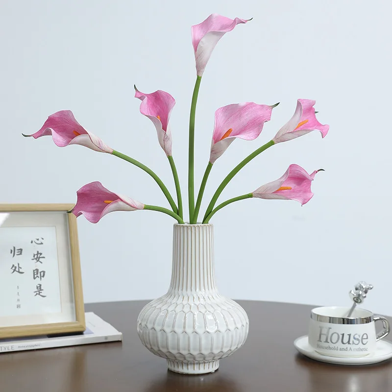 10 Stück künstliche Calla-Lilien aus PE, künstliche Blumen für Hochzeits-Tischdekoration, künstliche Blumen, Callas, Blumenarrangement für Zuhause und Partys – Detail 1