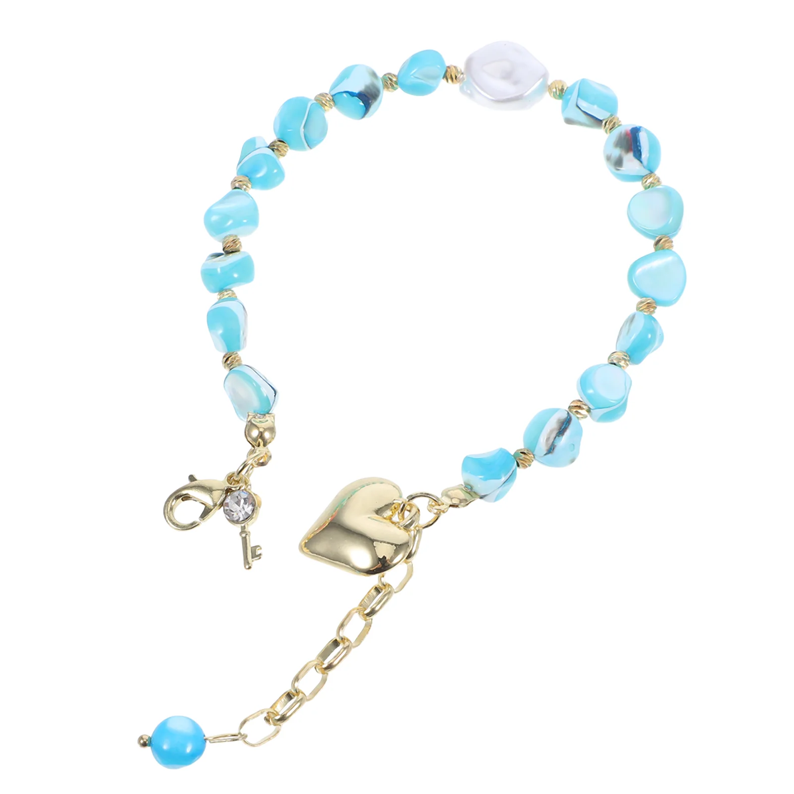 

Heart Shell Bracelet Charm Beachy Jewelry Bracelets for Women Shaped Simple Zinc Alloy Ocean Seaside Little Girl Necklace Girls