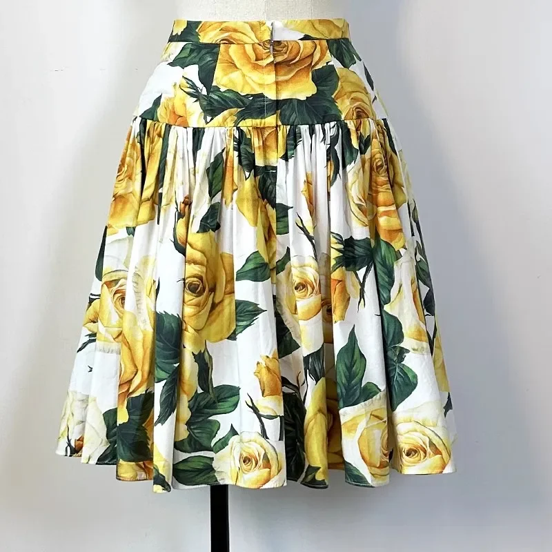 Seifrmann Fashion Damski Nowy Zestaw Plażowy: Top na Cienkich Ramiączkach z Odkrytymi Ramionami, Pleciony Bawełniany Top z Nadrukiem + Mini Spódniczka