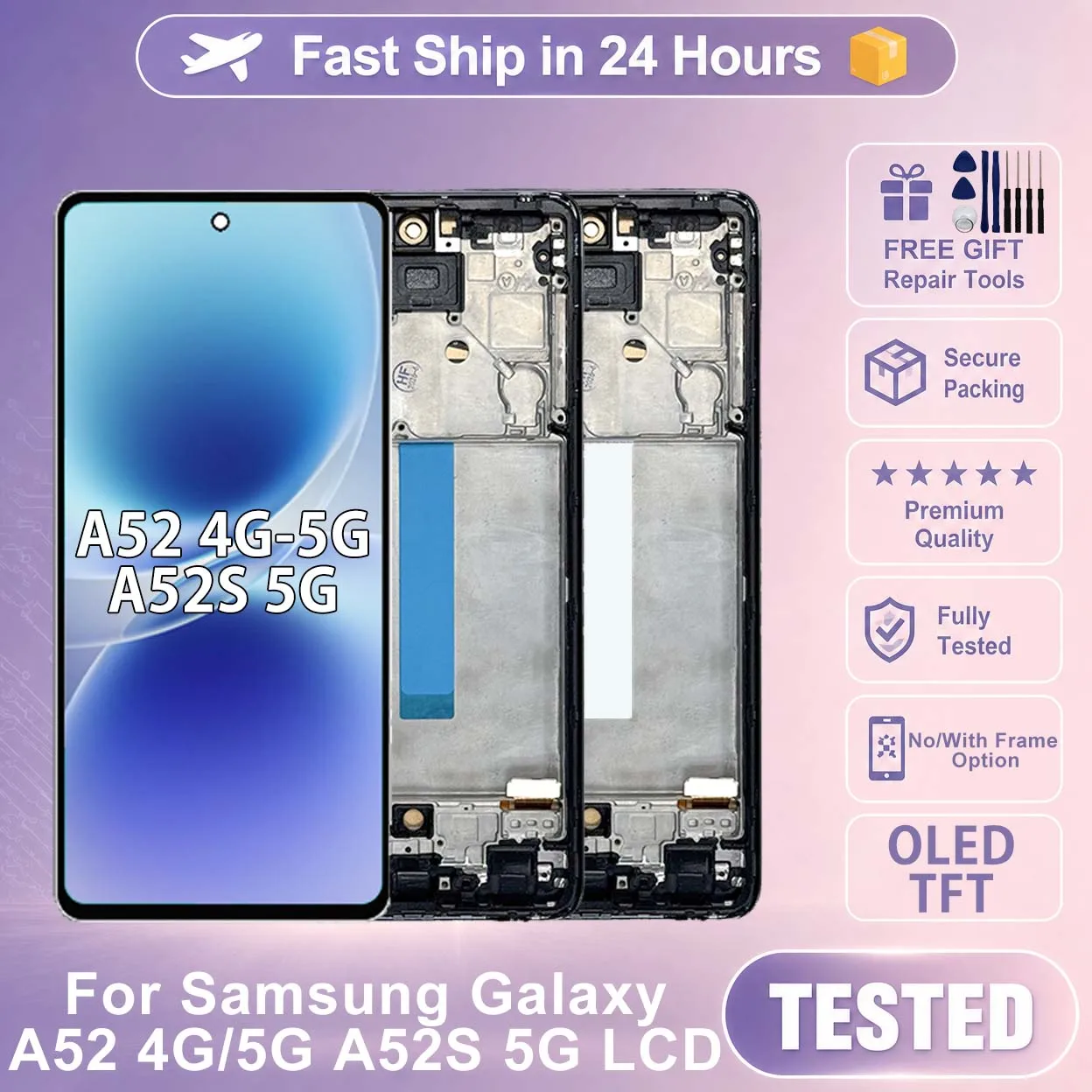 OLED Screen For Samsung Galaxy A52 4G LCD A52 5G Display Touch Screen Digitizer Assembly For Samsung A52S 5G LCD TFT Replacement