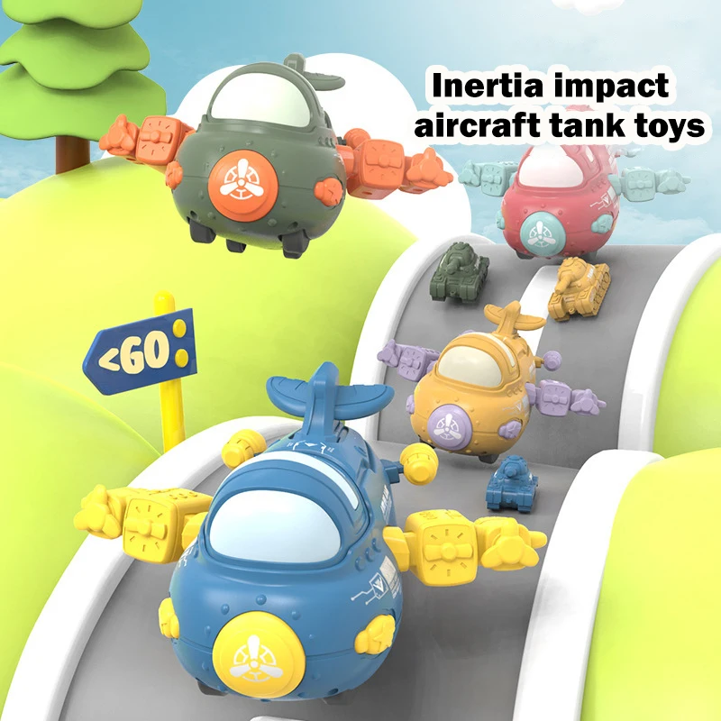 New Cartoon Inertia Impact Catapult Aircraft Skidding Tank Toys Children's Interactive Puzzle Toy Kids Fun Holiday Birthday Gift