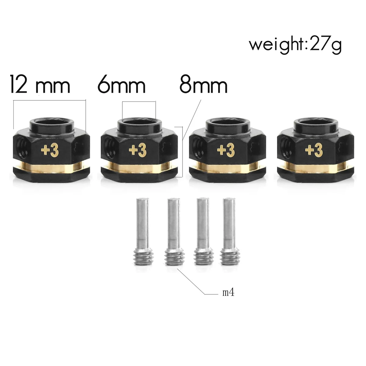 4 szt. Mosiężna przeciwwaga 12mm piasty sześciokątne koła rozszerzony adapter do Traxxas TRX4 TRX6 1/10 części do zdalnie sterowanego samochodu 5mm