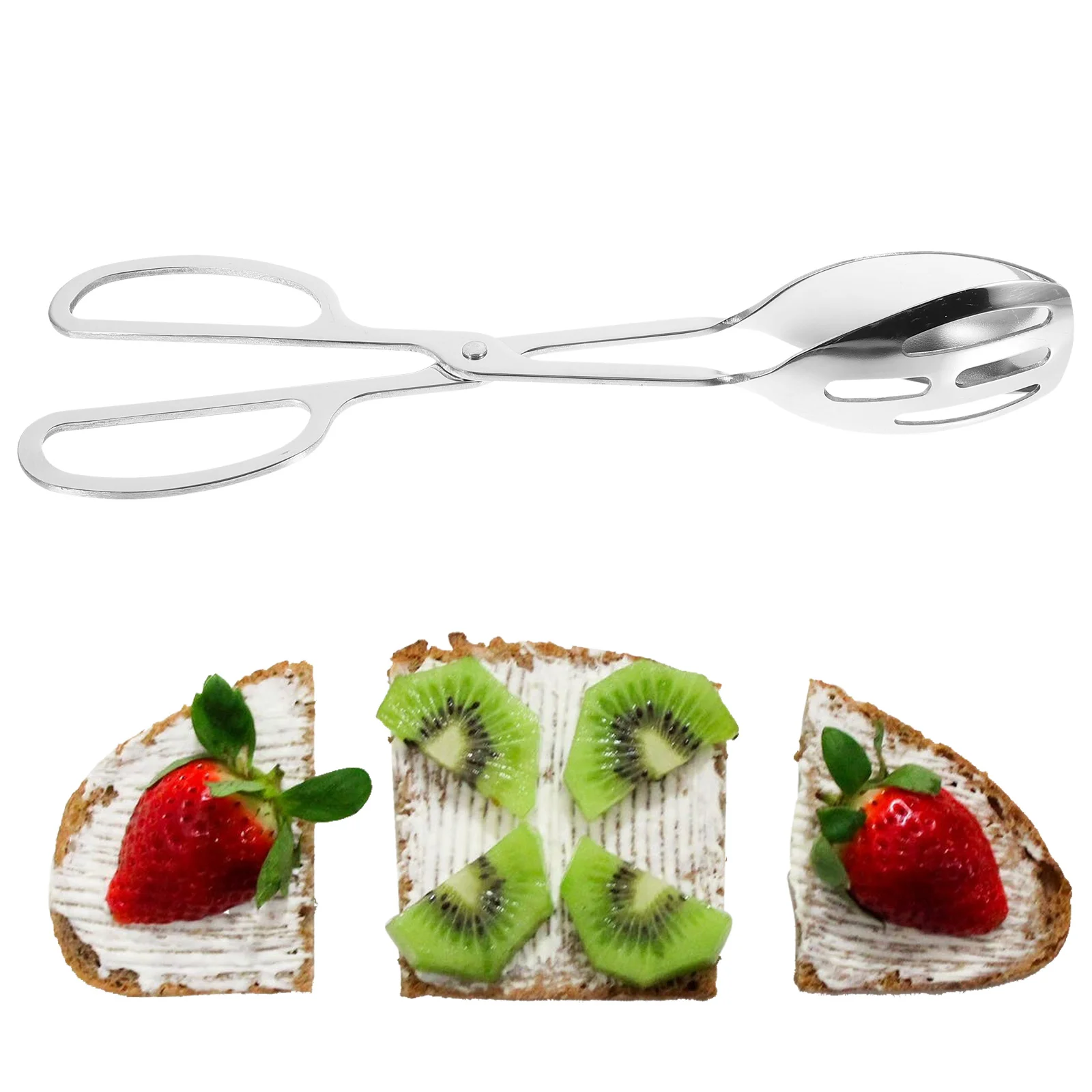 Pinzas de acero inoxidable para alimentos, utensilios de cocina para pan, pastel, barbacoa, Buffet, servir postre, práctico diseño ergonómico