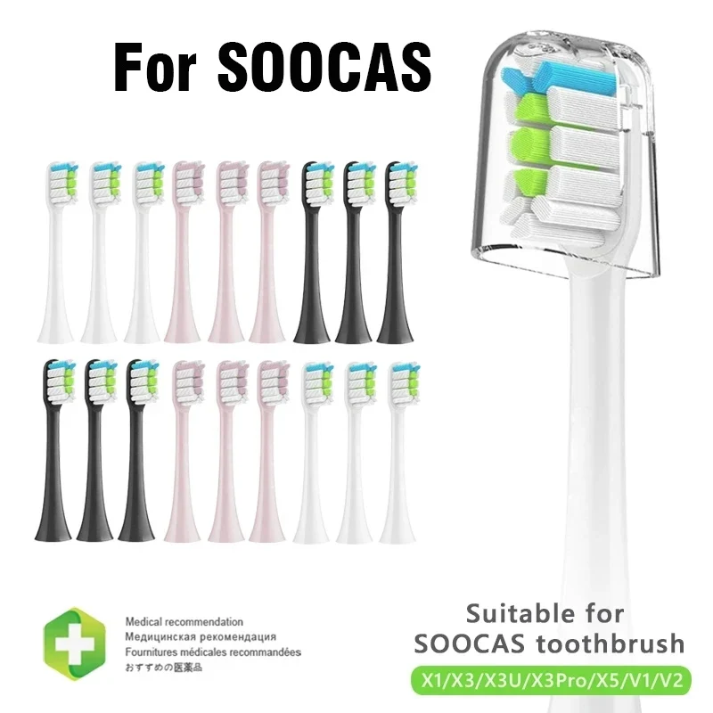 Sonic Electric Toothbrush Heads For Xiaomi SOOCAS X3 X5 X3U X1 V1 V2 SOOCARE Head Bristle Replacement Nozzles with Anti-dust Cap