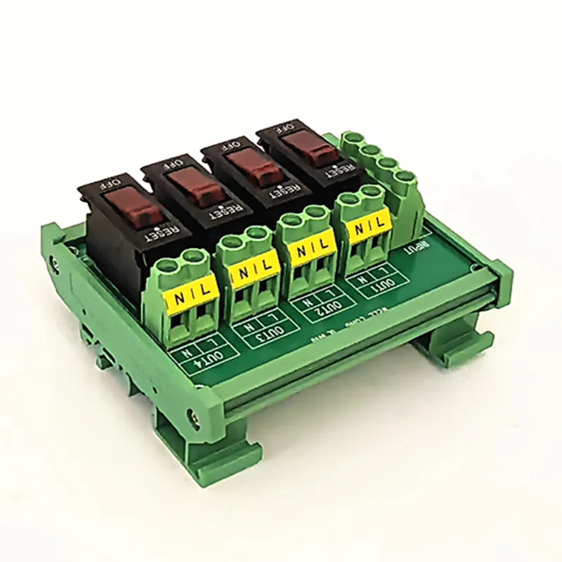 DIN Rail Mount  4 Channel Thermal Circuit Breaker Overload Protector Power Distribution Module.