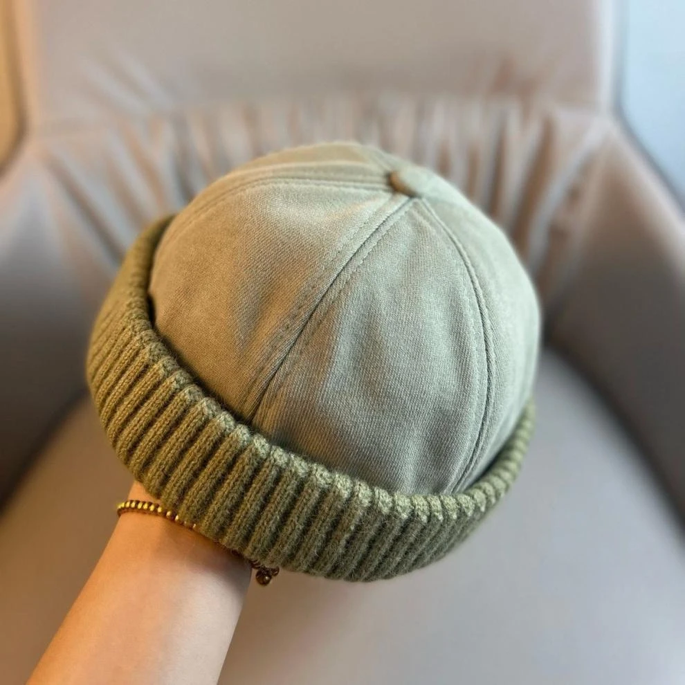 Herbst- und Wintermütze aus Melonenfell, modischer randloser Matrosenhut, lässiger modischer Straßenhut für Herren und Damen – Detail 8