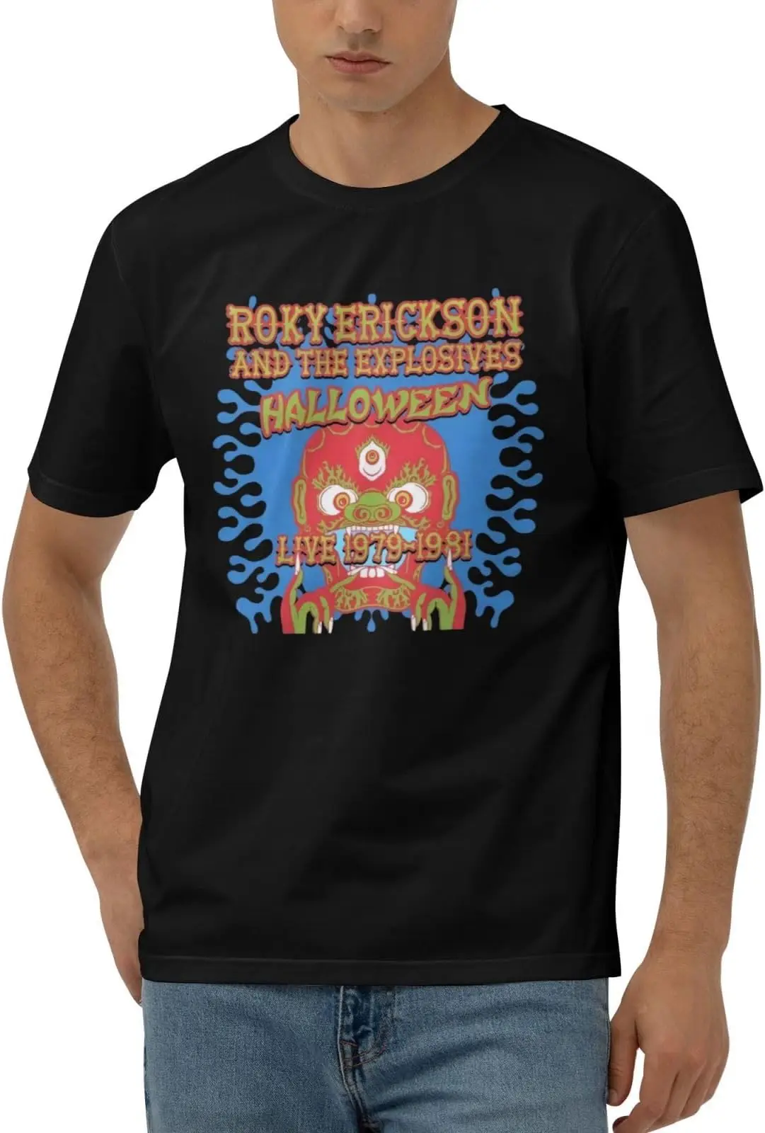 Roky Music Erickson Shirts for Men Short Sleeve Crew Neck Cotton Tees Cotton Luxury brand vintage oversized