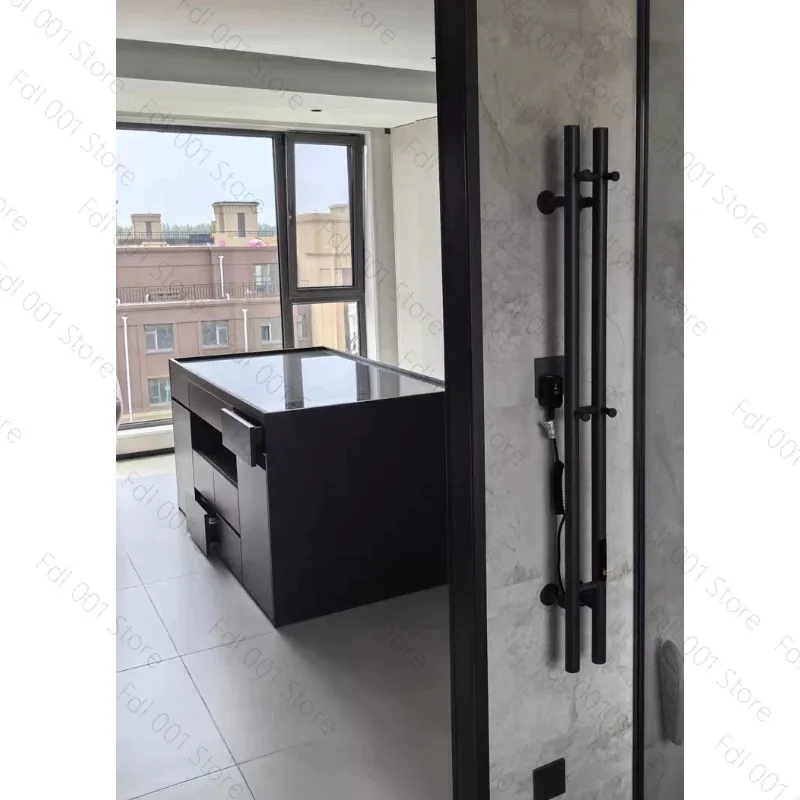 Smart Carbon Fiber Electric Towel Rack Stainless Steel Vertical Towel Bar with Hook Timer Constant Temperature for Bathroom