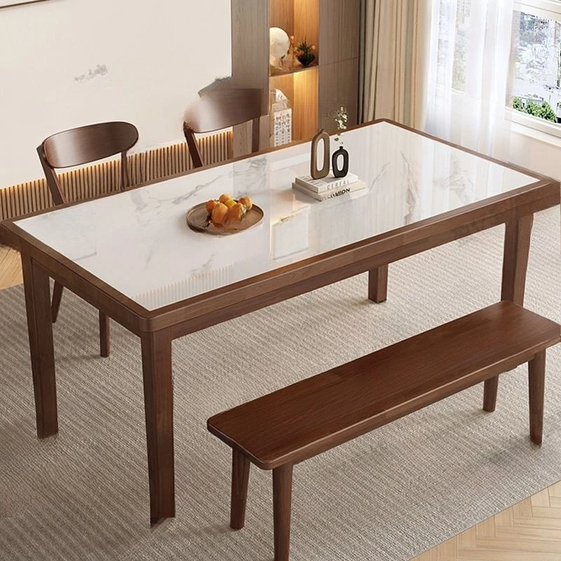 

Solid wood, slate, dining table, dining chair, combination, household, modern, simple, rectangular, eating table
