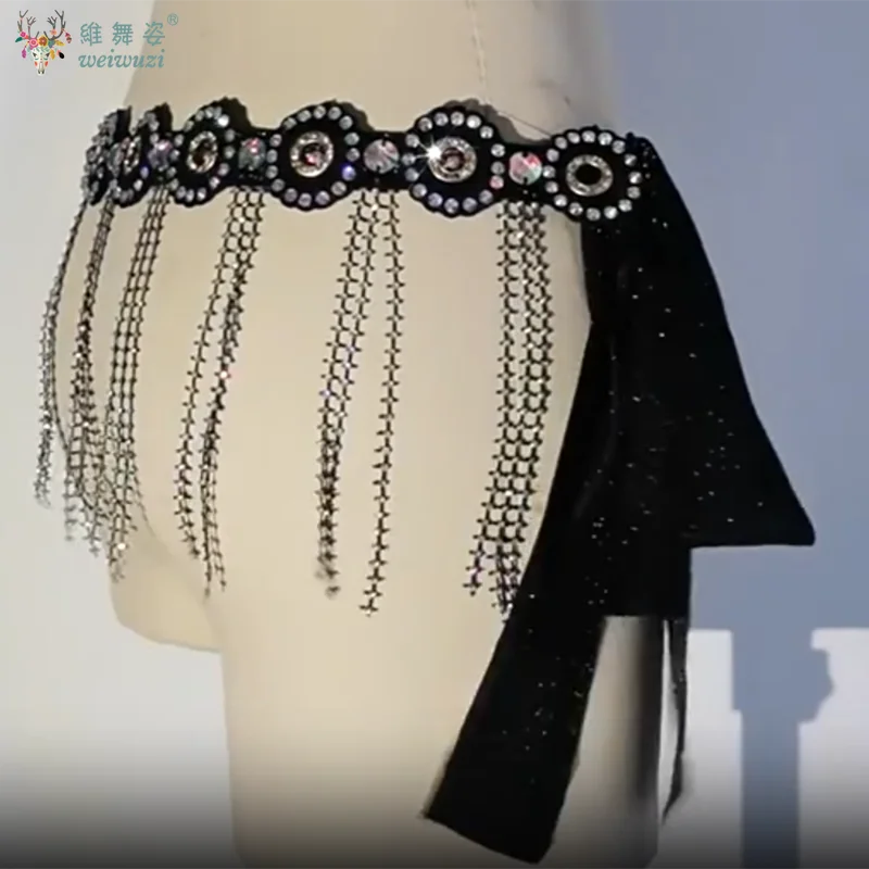 Buikdans Prestaties Accessoires Aangepaste Hippe Handdoek Handgemaakte Kwastje Taille Keten Taille Riem Oosterse Danswedstrijd Riemen