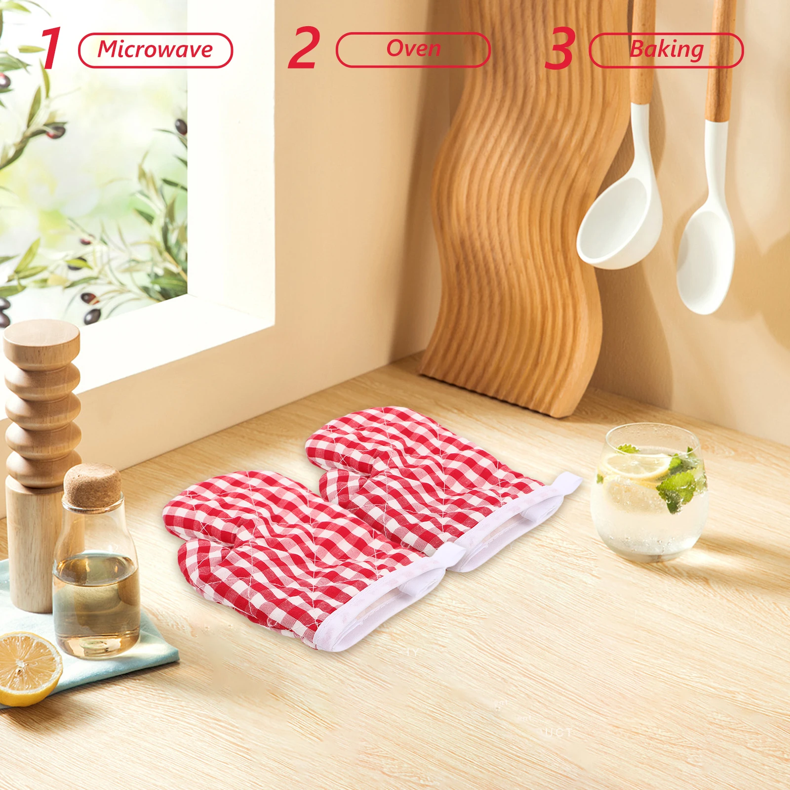 

1Pair Kids Baking Mitts Heat Resistant Kitchen Gloves for Cooking Oven Microwave Use Childrens Safety Potholders for Toddler