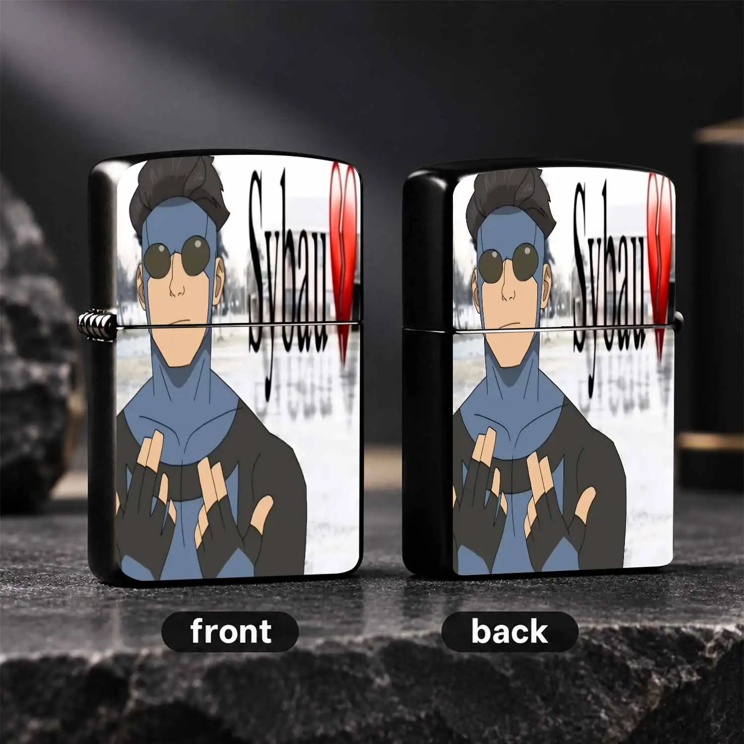 Creative Animated Heroic Themed Portable Lighter, Trendy Unique Accessory With Distinctive Sybau Broken Heart Logo, Practical Gift For Outdoor Gathering Camping, Thoughtful Nice Present For Friends, Durable Stylish Item Suitable For All Dai