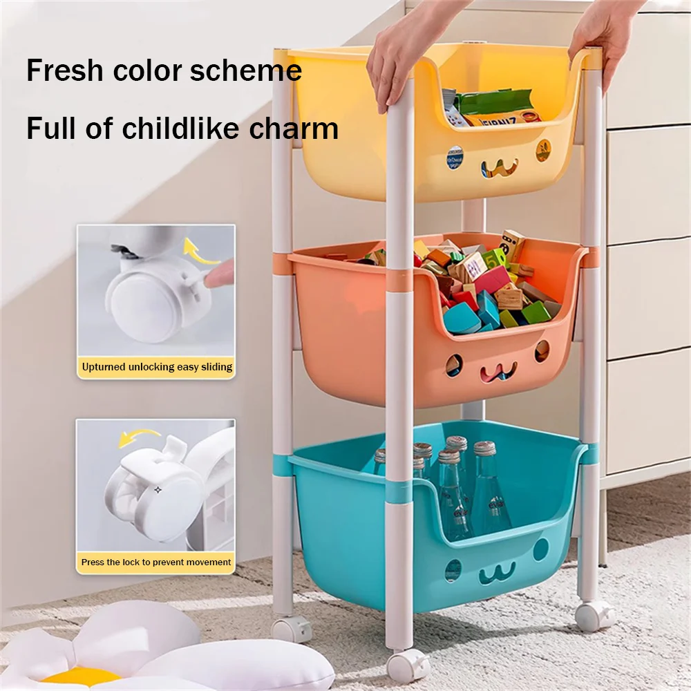 Children's Toy Storage Racks Floor Multi-layer Toy Book Storage Rack Office Living Room Kitchen Multi-Functional Storage Cart image 6