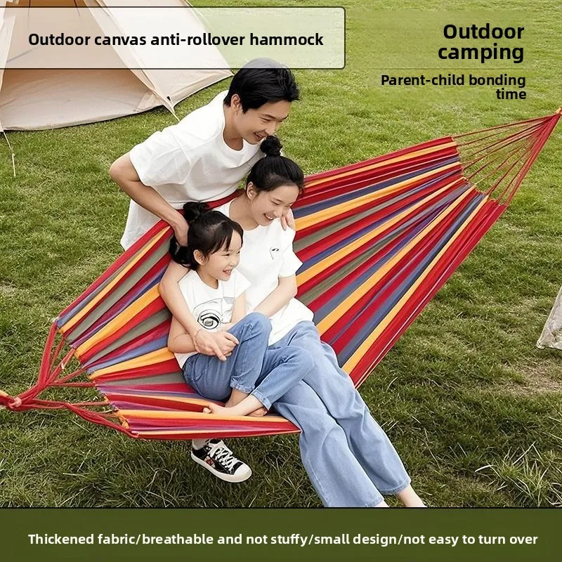 Outdoor hammock 0.8 meters single ordinary outdoor camping equipment colored canvas hammock hammock