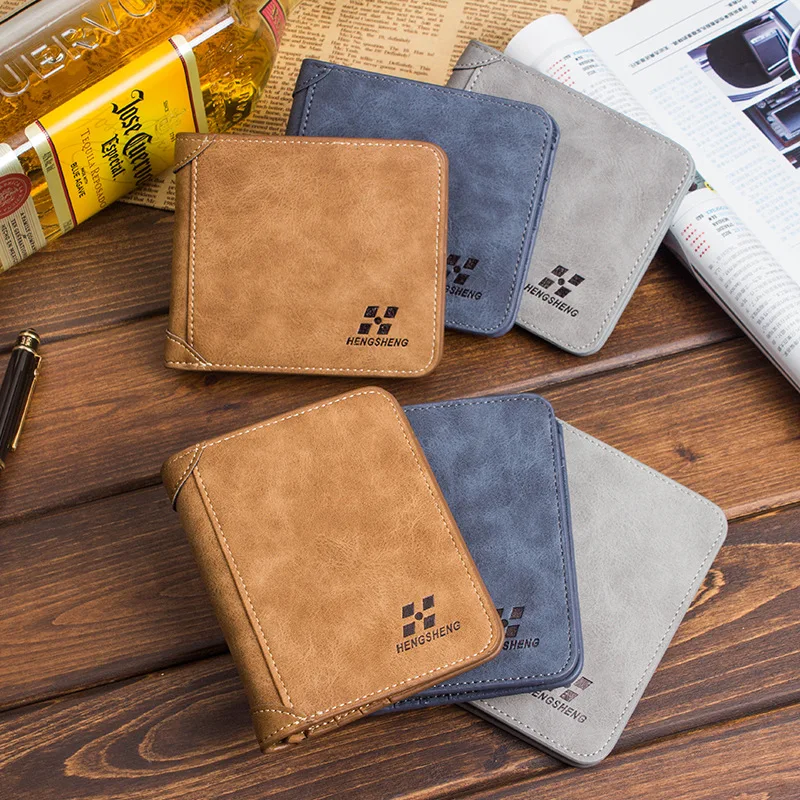 New Men Wallets Credit Card/ID Holder Vintage Brand Male Wallet High Quality PU Leather Photo Holder Foldable Short Men Purse