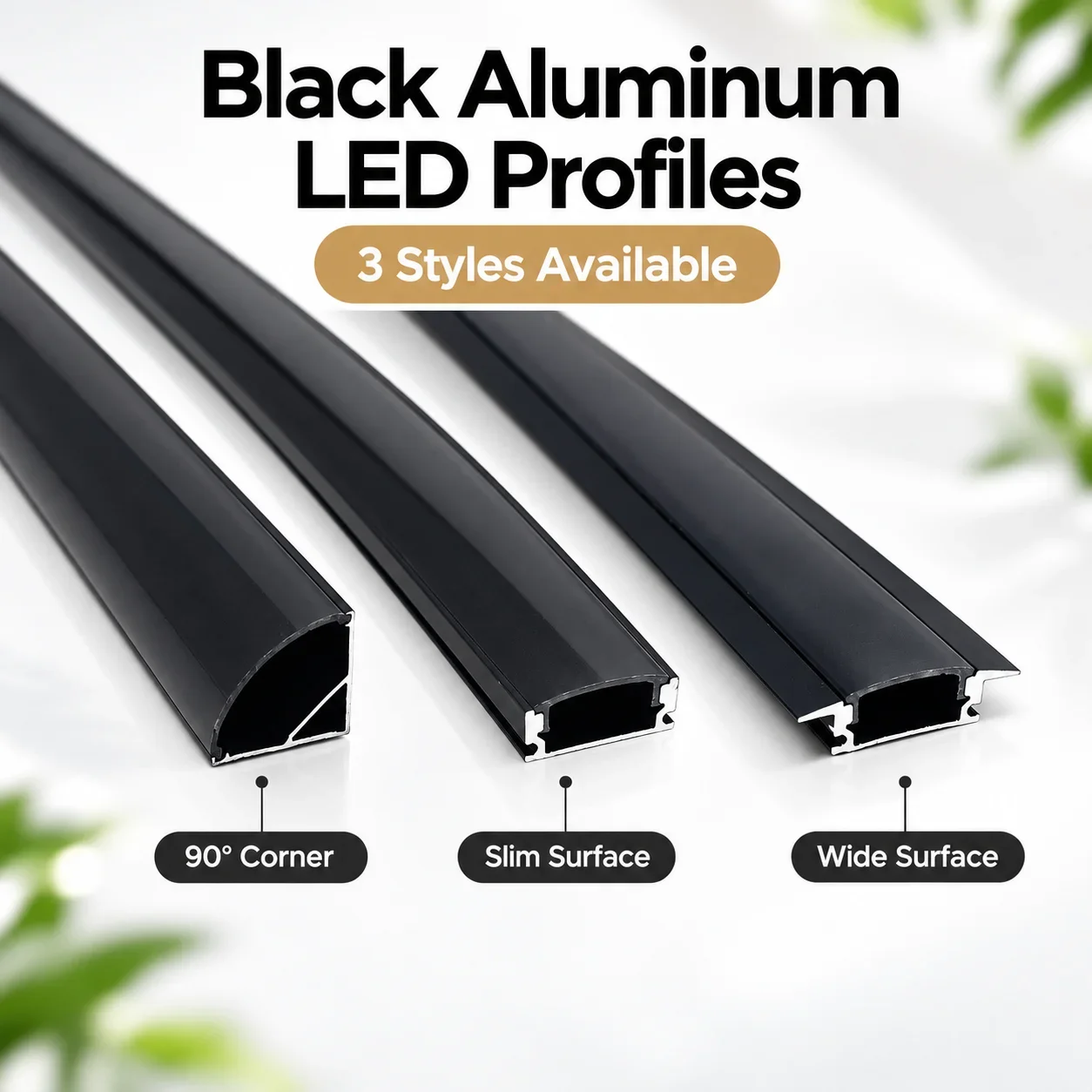 1-20pcs LED Aluminum profile 0.5m W/U/V shape Corner for 5050 2835 LED Strip Bar Lamp channel Holder Black Cover