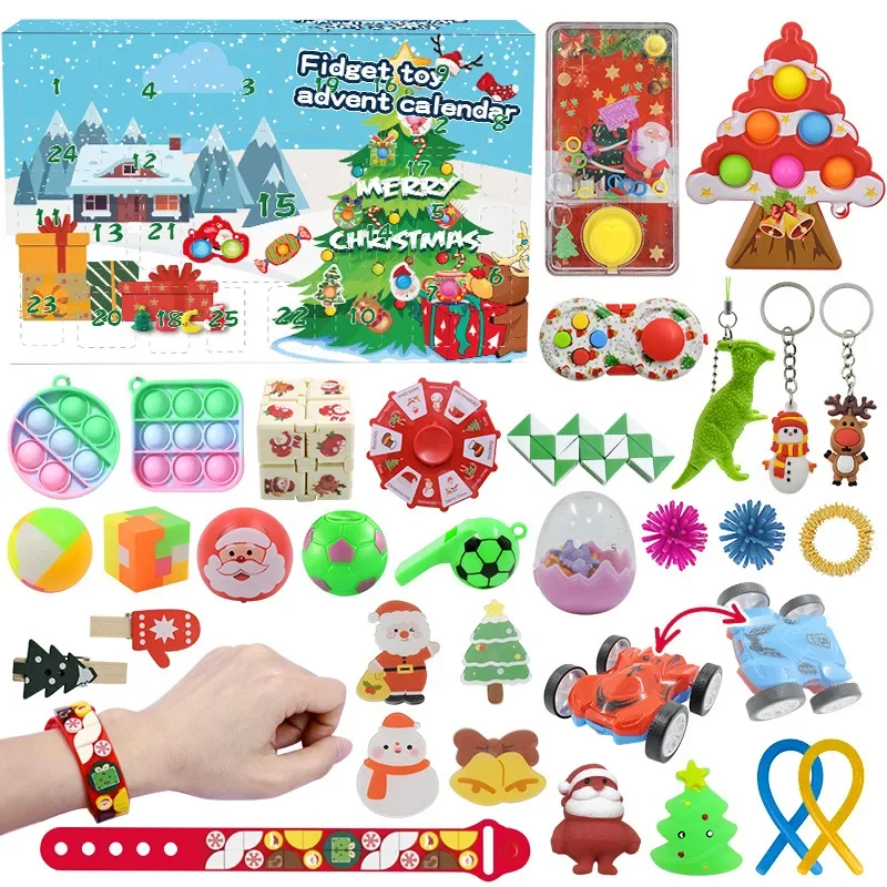 2025 Christmas Advent Calendar Figet Toys Santa Claus Countdown Calendars Surprise Box for Kids New Year Christmas Gift