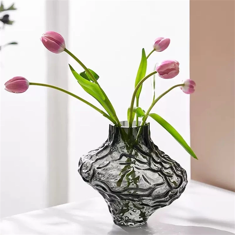 

Nordic Glacier Idea Glass Vase Abstract Mountain Flower Jug Interior Art Ornament Sitting Room Handcraft Desktop Decor Present