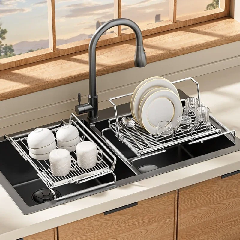 

Stainless Steel Telescopic Sink Drain Basket Kitchen Filter Pan Cup Plate Drain Rack Holder tableware Storage Shelf Kitchen Tool