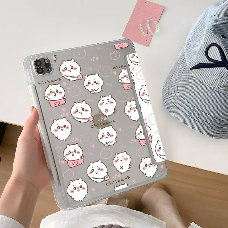 حافظة Chiikawa Ipad مع فتحة قلم لجهاز Ipad 11th A16 11 بوصة 2025 Air7 Mini7 8.3in Mini6 حافظة 10th 9th 6th 5th 9.7in Air1 2 Cover