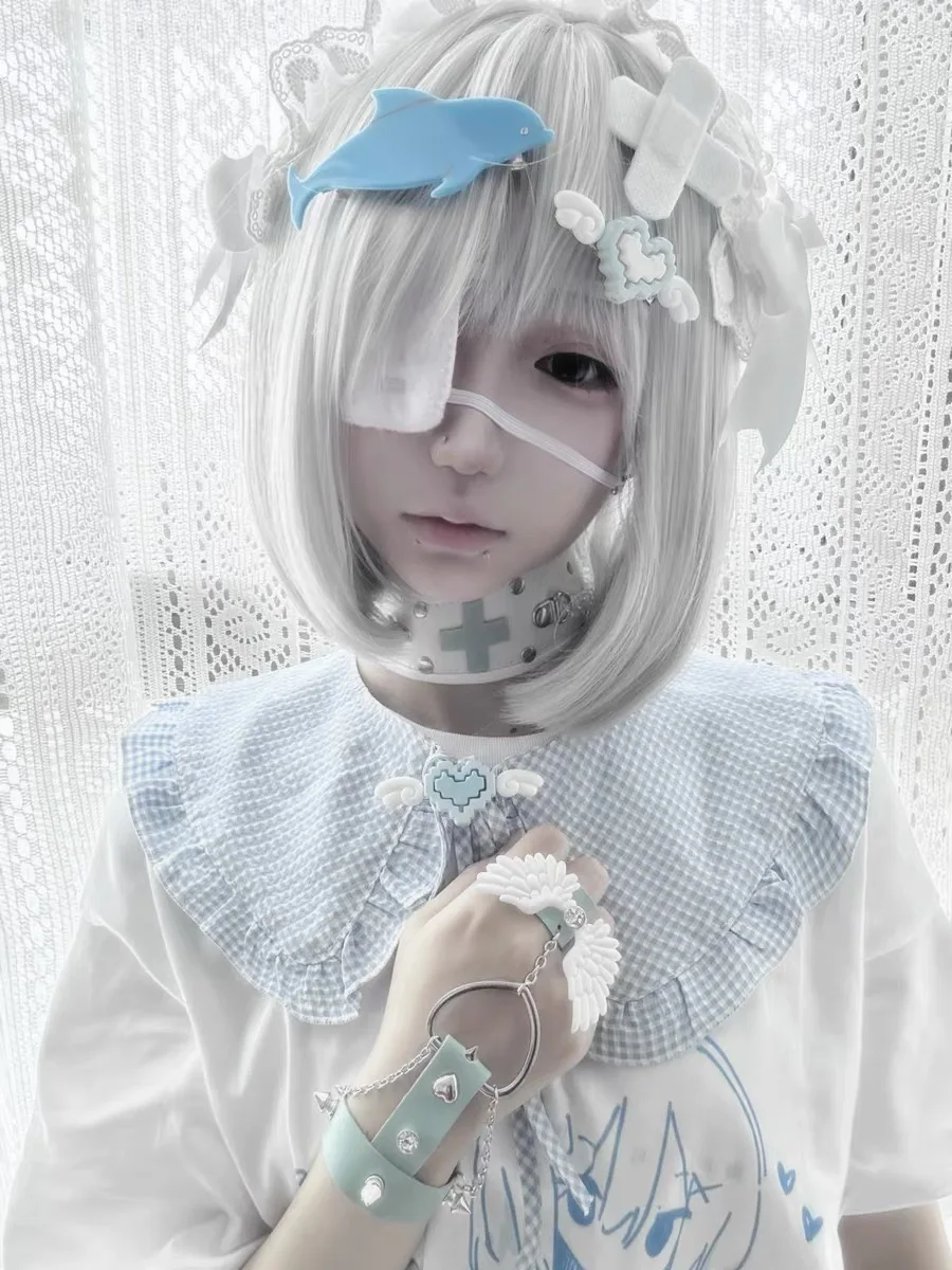 New Handmade Original Subculture Cute Wings Water Color Bracelet Lolita Cosplay Leather Bracelet Earthly Y2K Hand Back Chain