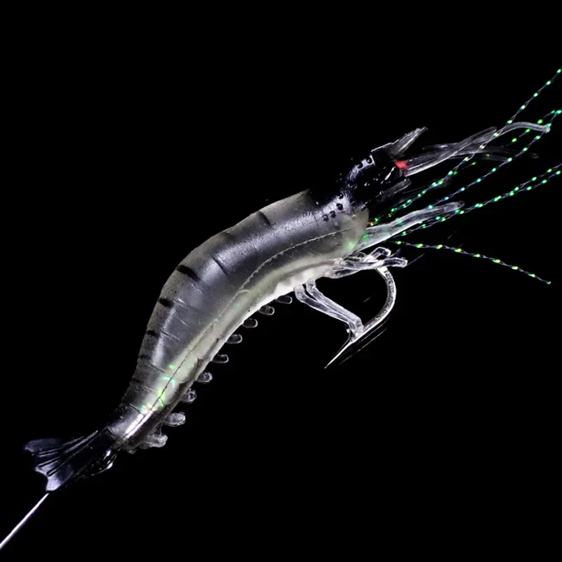 3 قطعة/الوحدة مضيئة الروبيان الاصطناعي السحر 3 ألوان 9 سنتيمتر 6 جرام لينة إغراء السيليكون الطعم طويل أسلاك الفولاذ المقاوم للصدأ برميل قطب B268