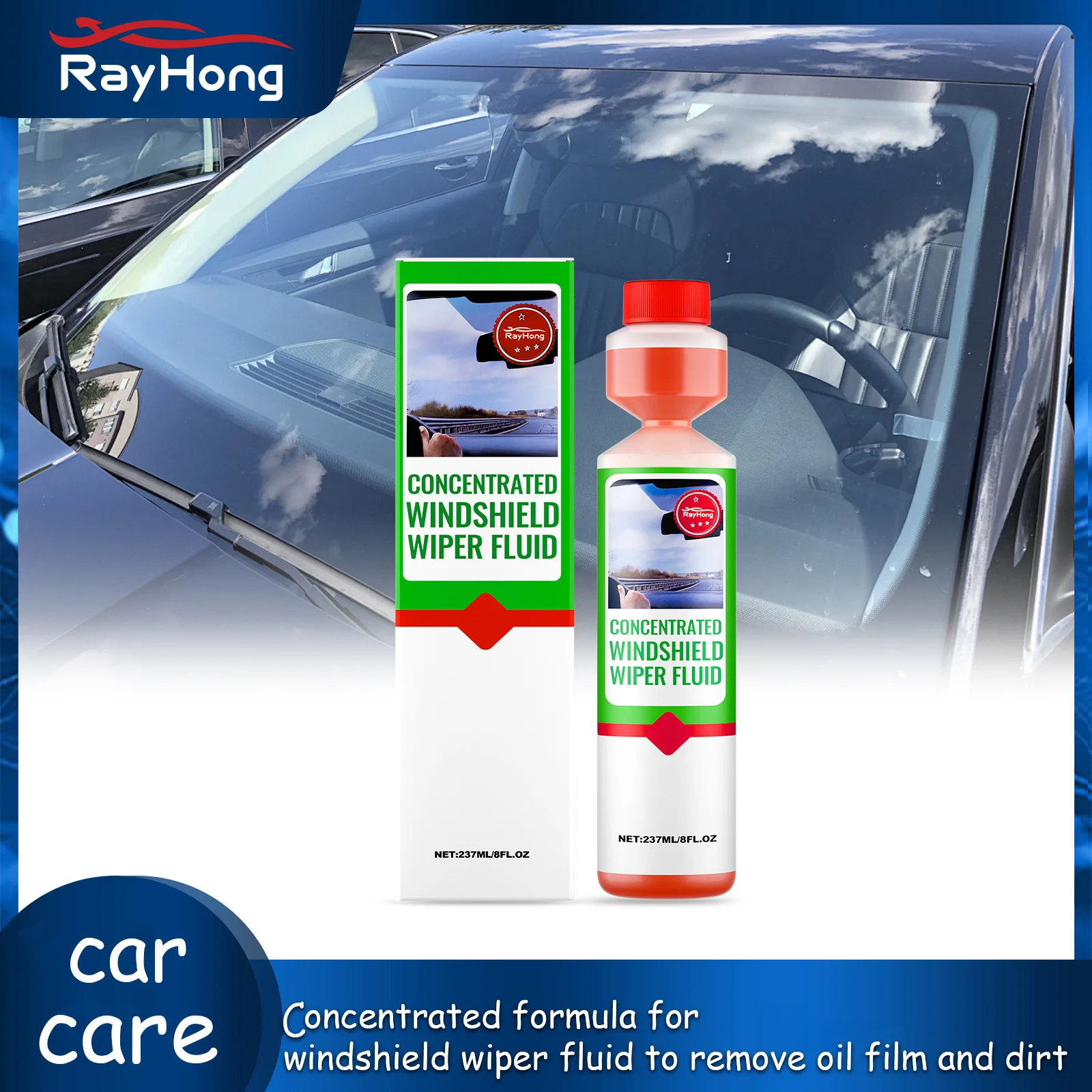 

Жидкость стеклоочистителя Rayhong Концентрированная формула устраняет масляную пленку, пятну и предотвращает появление царапин, обеспечивает четкую видимость