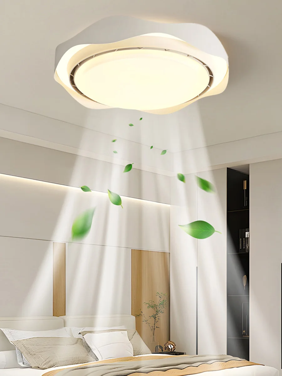2026 Bladeless Ceiling Fan with Light Full Spectrum Eye Caring Modern Flush Mount LED Fan Light for Living Room Bedroom
