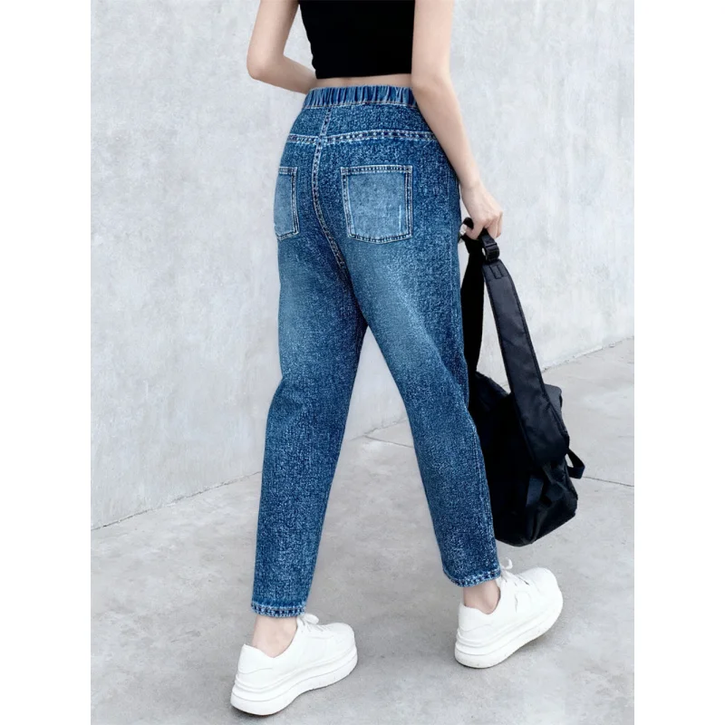 Girls Distressed Denim Pants Butterfly Print Elastic Waist Casual Fashion Trousers for Daily Wear 2026