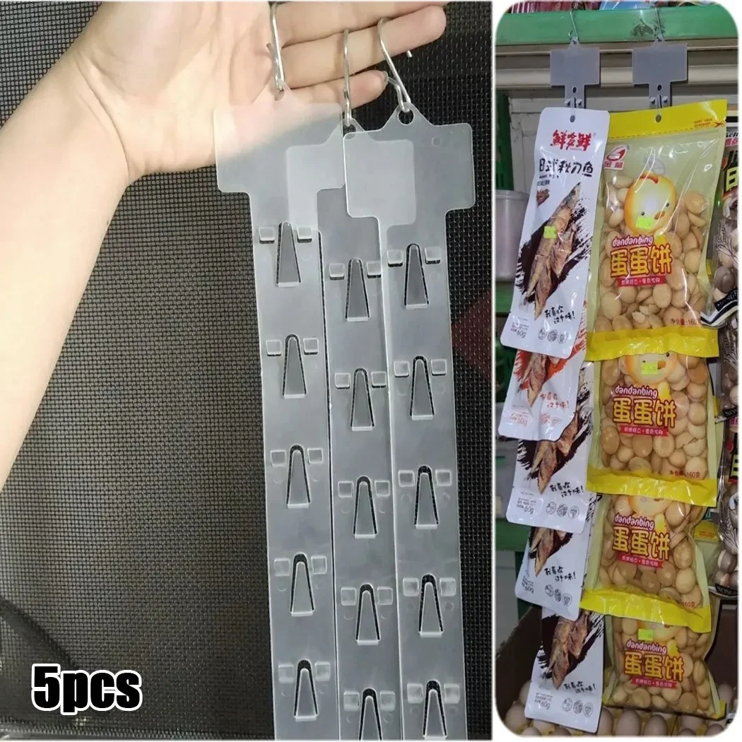 5Pcs Supermarket Shelf Hanging Strips Store Snacks Display Hanger Hooks PP Supermarket Merchandising Retail Snack Hanger Strips