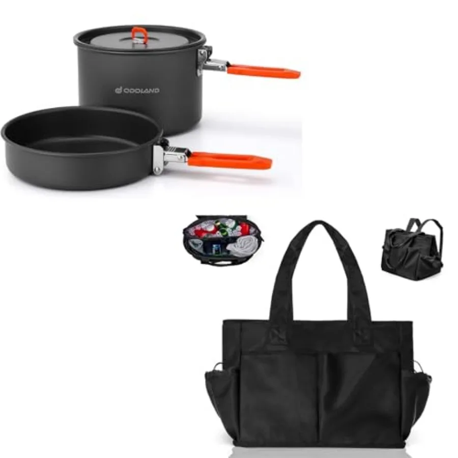

Bundle - 2 Items Camping Cookware Mess Kit and Leakproof Soft Cooler Bag