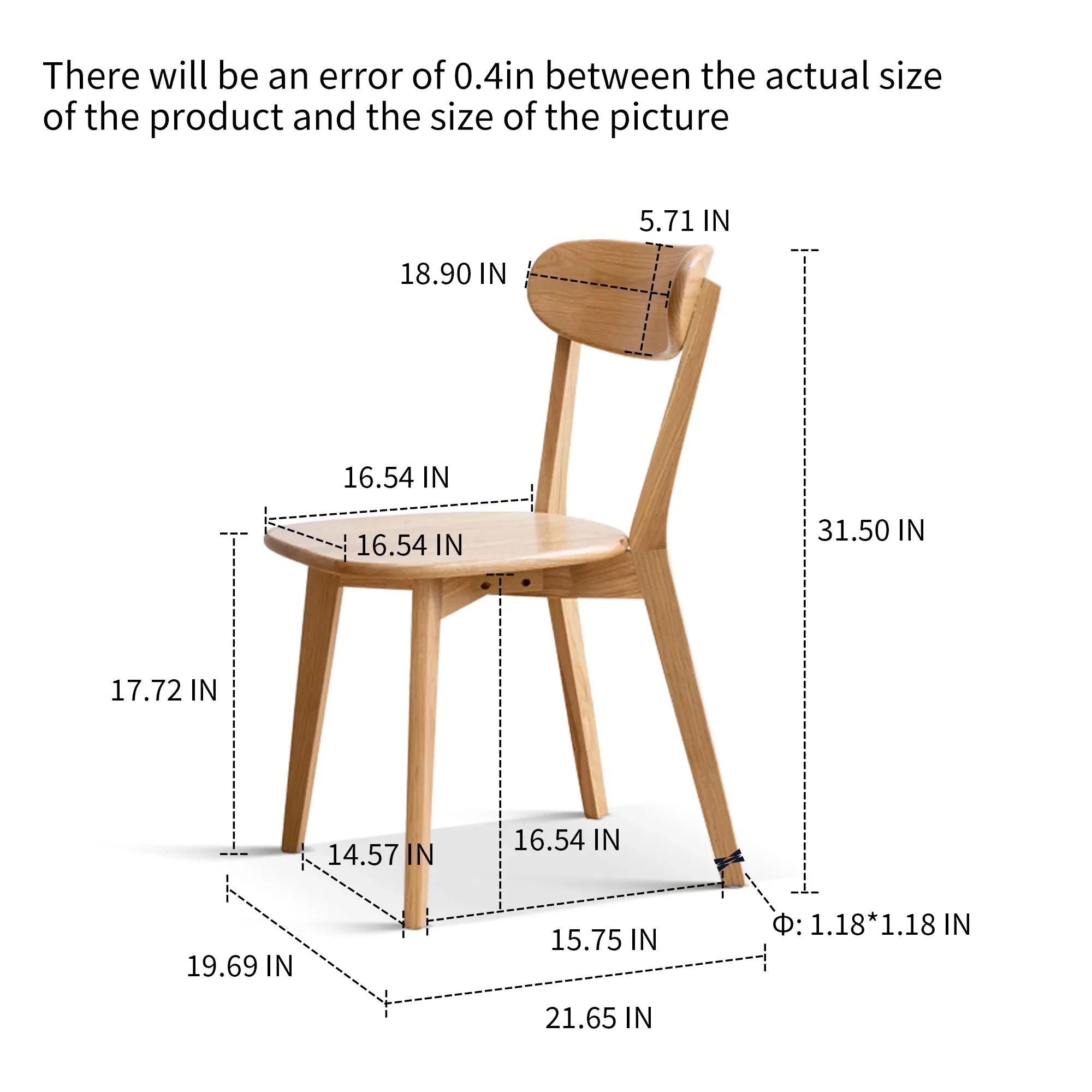 Dining chair wooden FAS grade oak natural wood 100% dirt-free wood chair solid chair table chair wooden living room chair