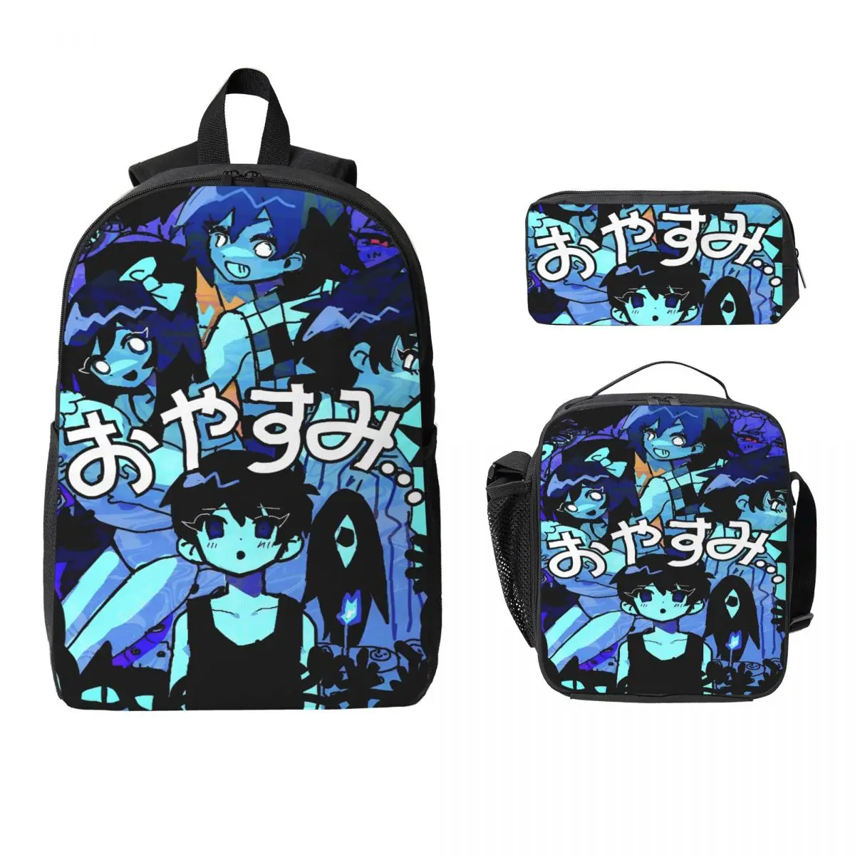 

3 шт. Omori, забавные школьные сумки для видеоигр, набор для мальчиков и девочек, пеналы, наборы рюкзаков с ланч-бокс для школьников, рюкзак