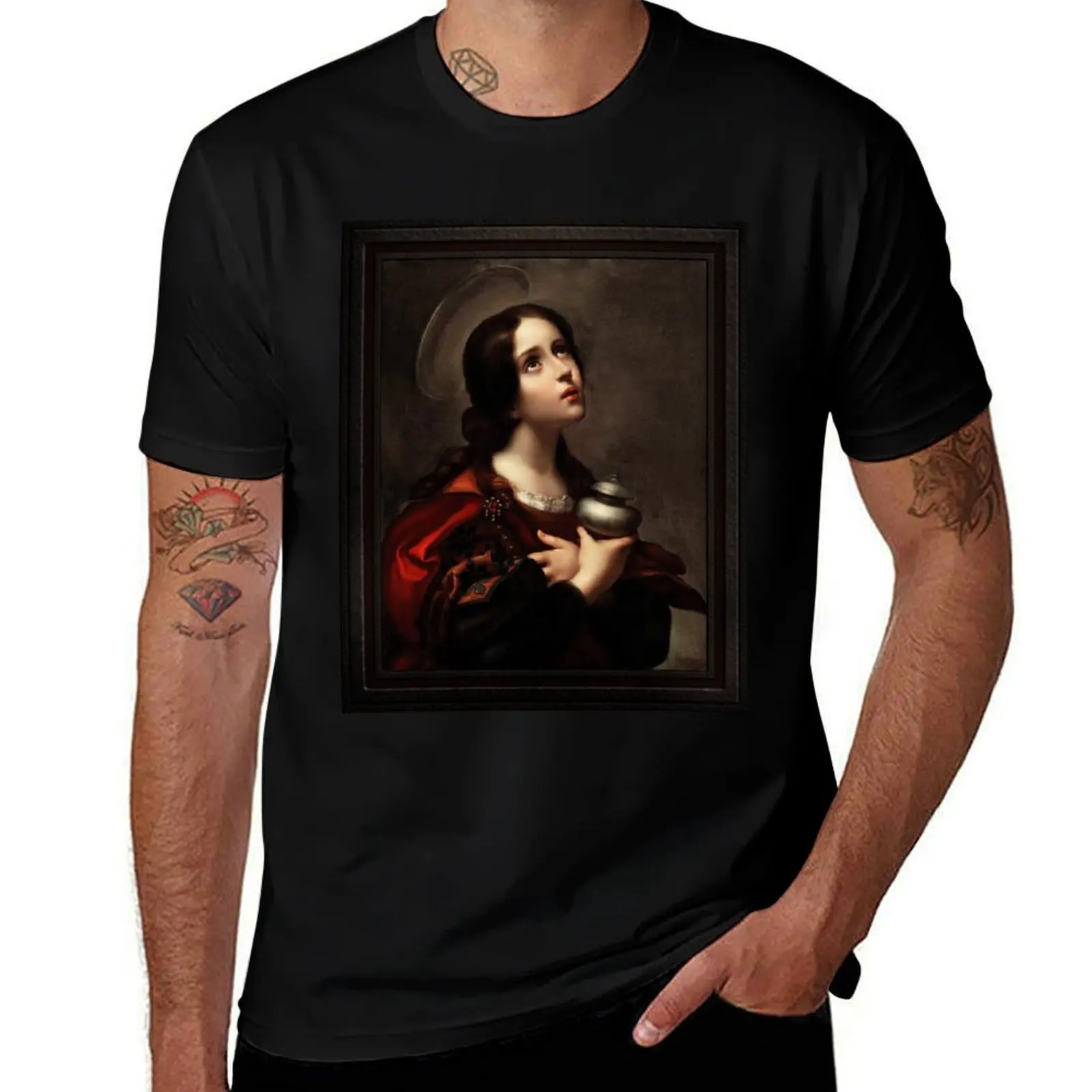 Mary Magdalene by Carlo Dolci Xzendor7 Old Masters Reproductions T-Shirt Lightweight Gym Training T-Shirt