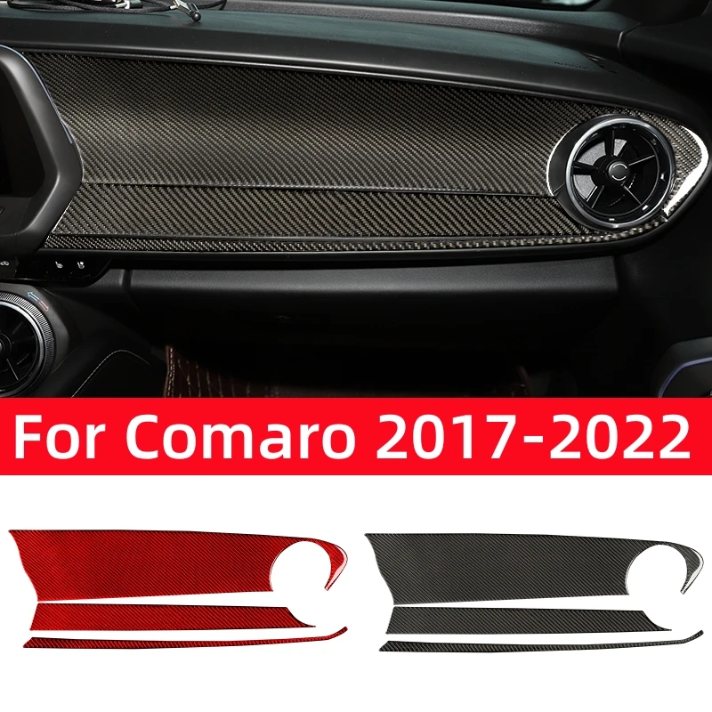 For Chevrolet Camaro 2017-2022 Accessories Carbon Fiber Interior Car Co-pilot Instrument Panel Decorative Strip Cover Stickers