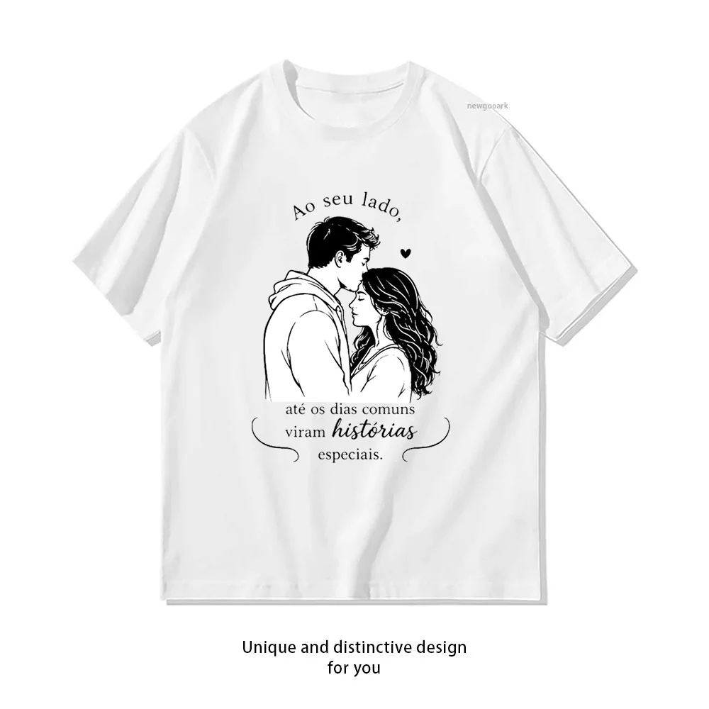 T-shirt « By Your Side Even Ordinary Days Become Special Stories » pour femme et homme, en coton, à col rond, respirant, pour l'été