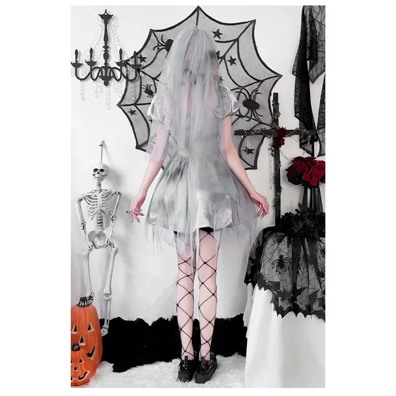 Cosplay Ghost Bride Dress Halloween Costume Women Wedding Skirt Retro Zombie Vampir Performance Hell Corpse Bloodstain Gothic