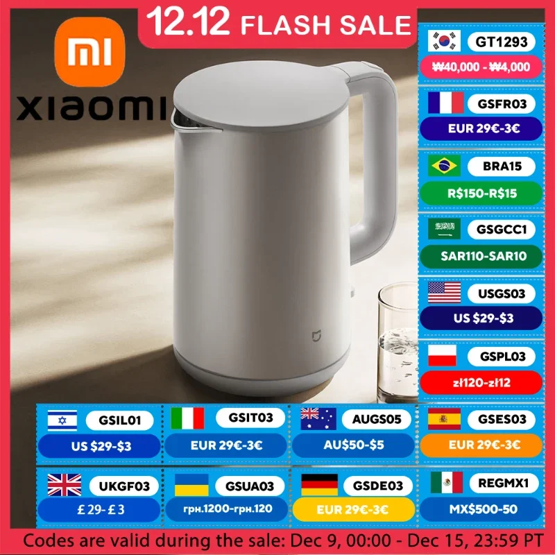 XIAOMI MIJIA Electric Kettle S1,1.7L high capacity,1800W High Power,Electric Kettle 220V,4-Level Safety Protection,Easy Cleaning