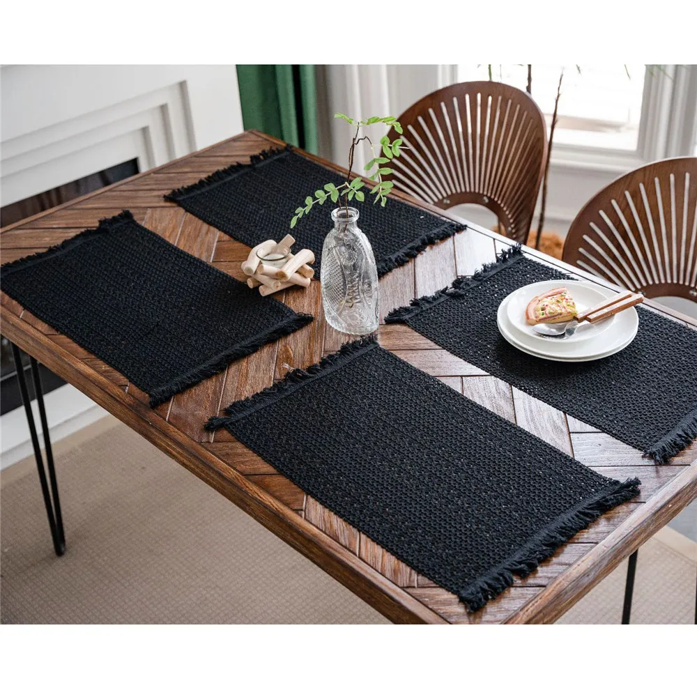 Cotton Linen Placemats For Dinner Table Macrame Modern Accessory Kitchens Underplate Party Wedding Table Decor Place Mats Set