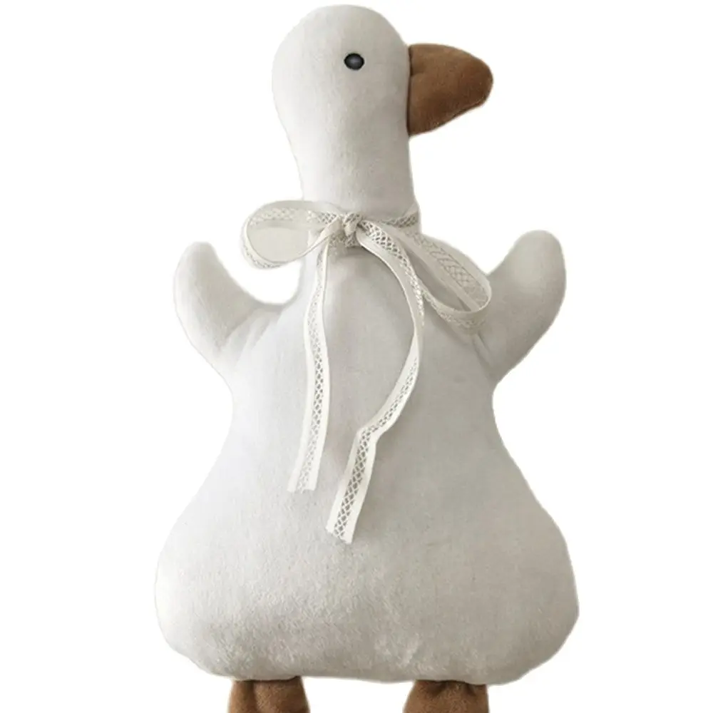 

32CM INS Duck Plush Toy Korean Baby Soothing Sleep White Doll White Ribbon Photo Send Child's Birthday Gift