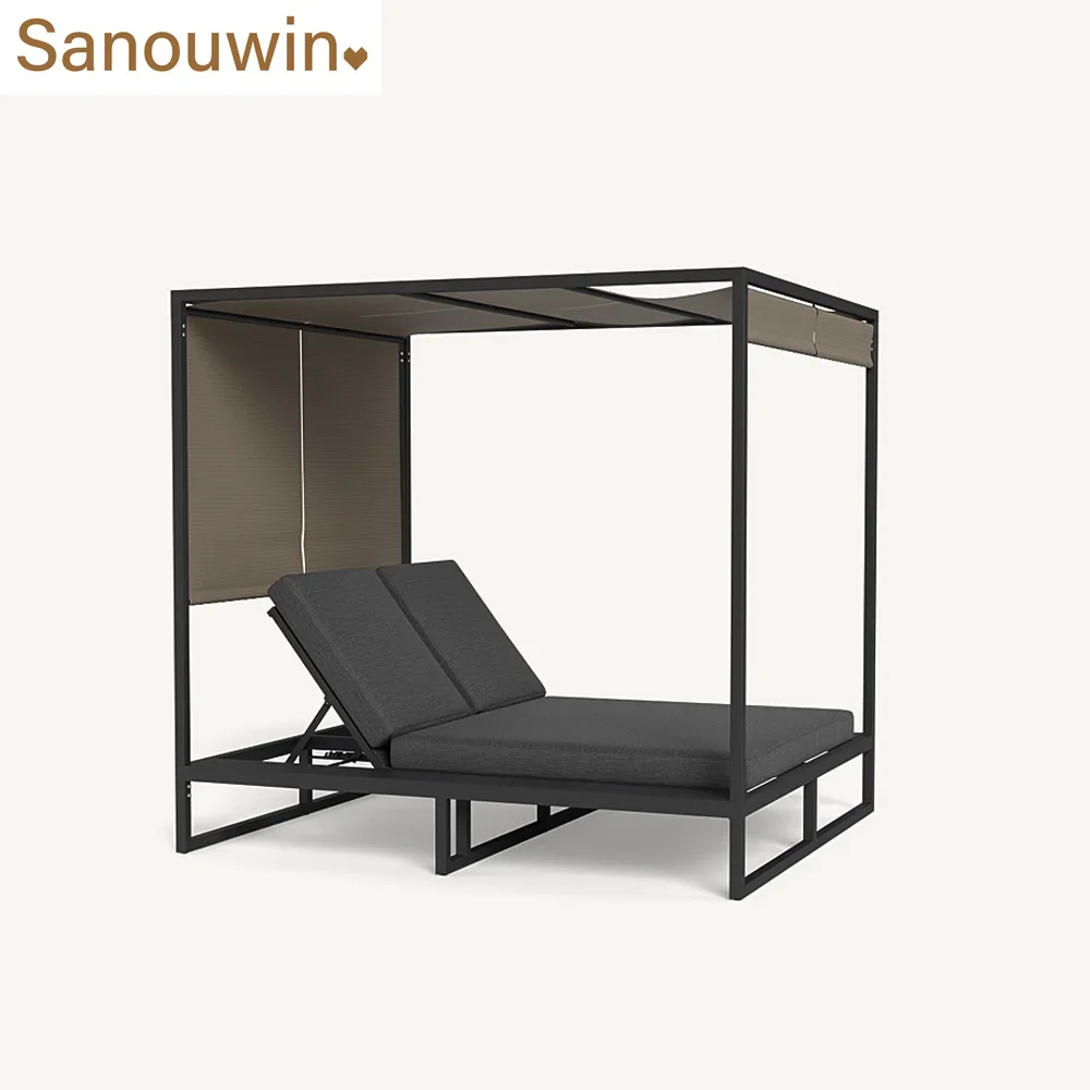 Adjustable Modern Design Aluminum Frame Daybed Lounge Sofa Set Comfortable Cushion Outdoor Furniture Farmhouse Courtyard
