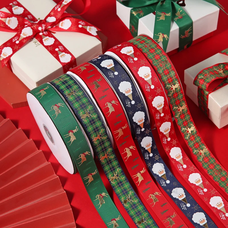 

9.8yards/Lot 25mm Merry Christmas Ribbons Nice Polyester Ribbon For Christmas Decoration Jewelry Bags Box Gift Packaging