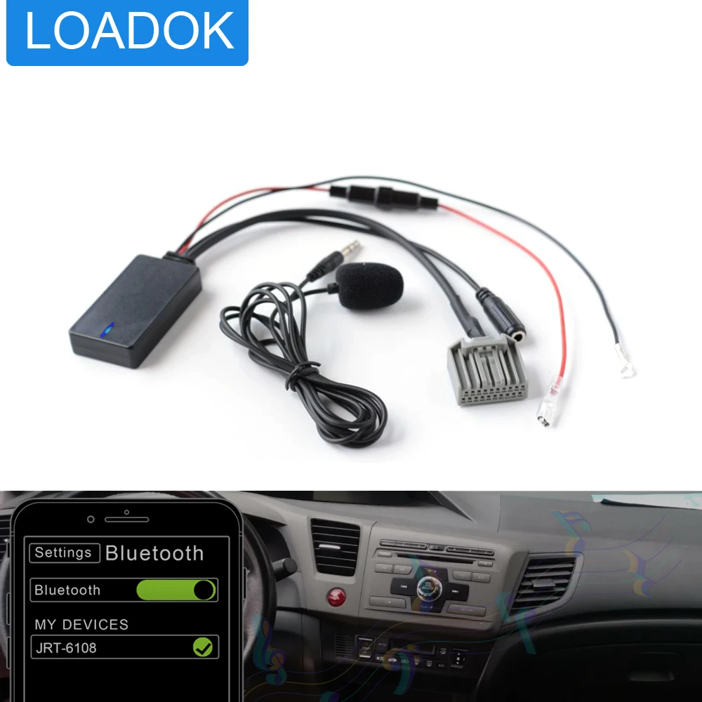 Car Bluetooth 5.0 Stereo Wireless Music AUX Adapter Audio Input Cable Adaptor Honda CRV 08-13 Civic 06-13 Accord  2008