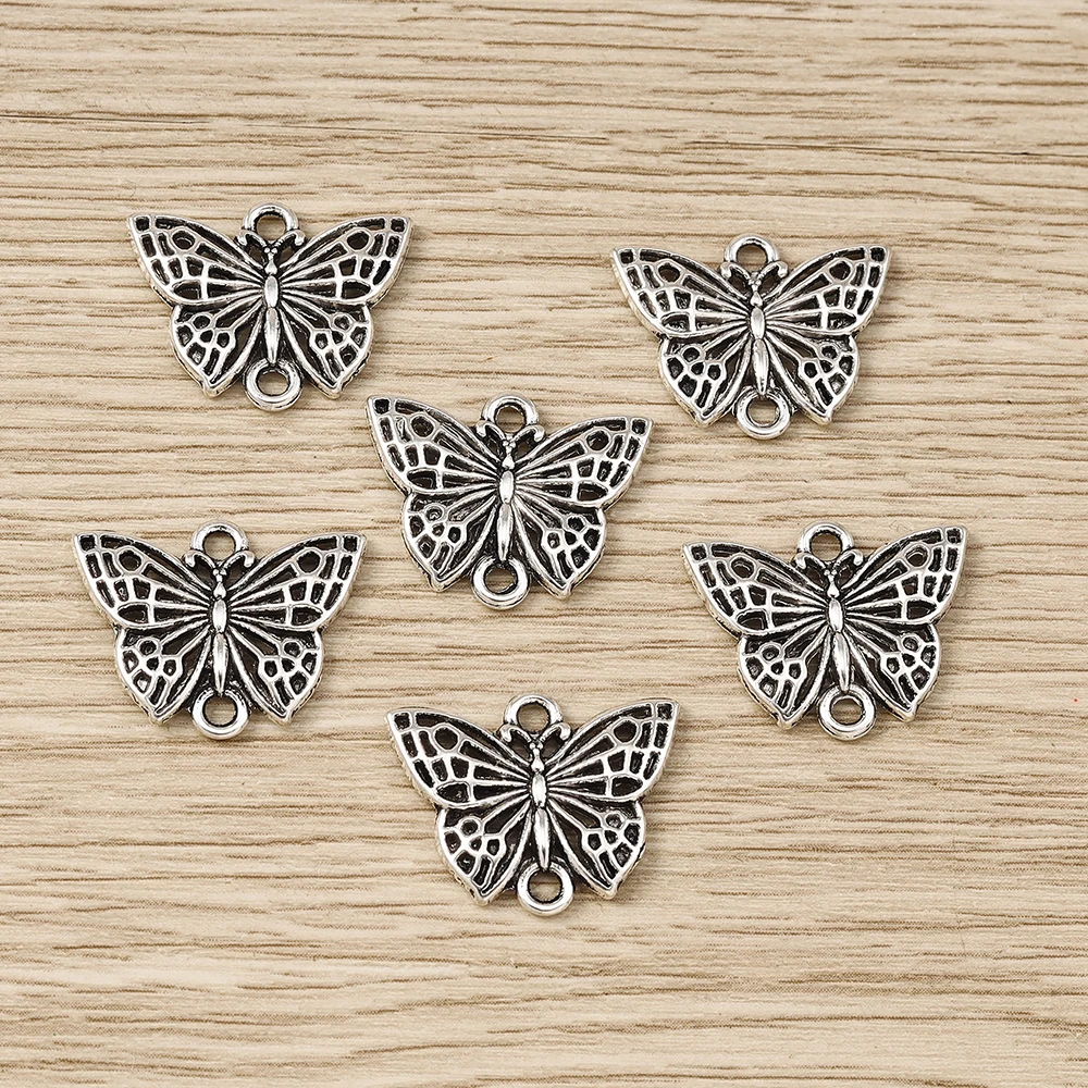 Tusember 30 Stück 16 x 20 mm Legierung Doppelloch Metall Schmetterling Charms für handgefertigte Halsketten Ohrringe Schmuckherstellung DIY Handwerk – Detail 5