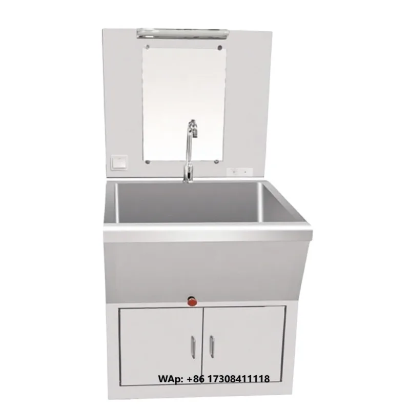 Stainless Steel Modern Hand-washing Basin with Sensor for Hospital and Laboratory Use for Two or Three Persons