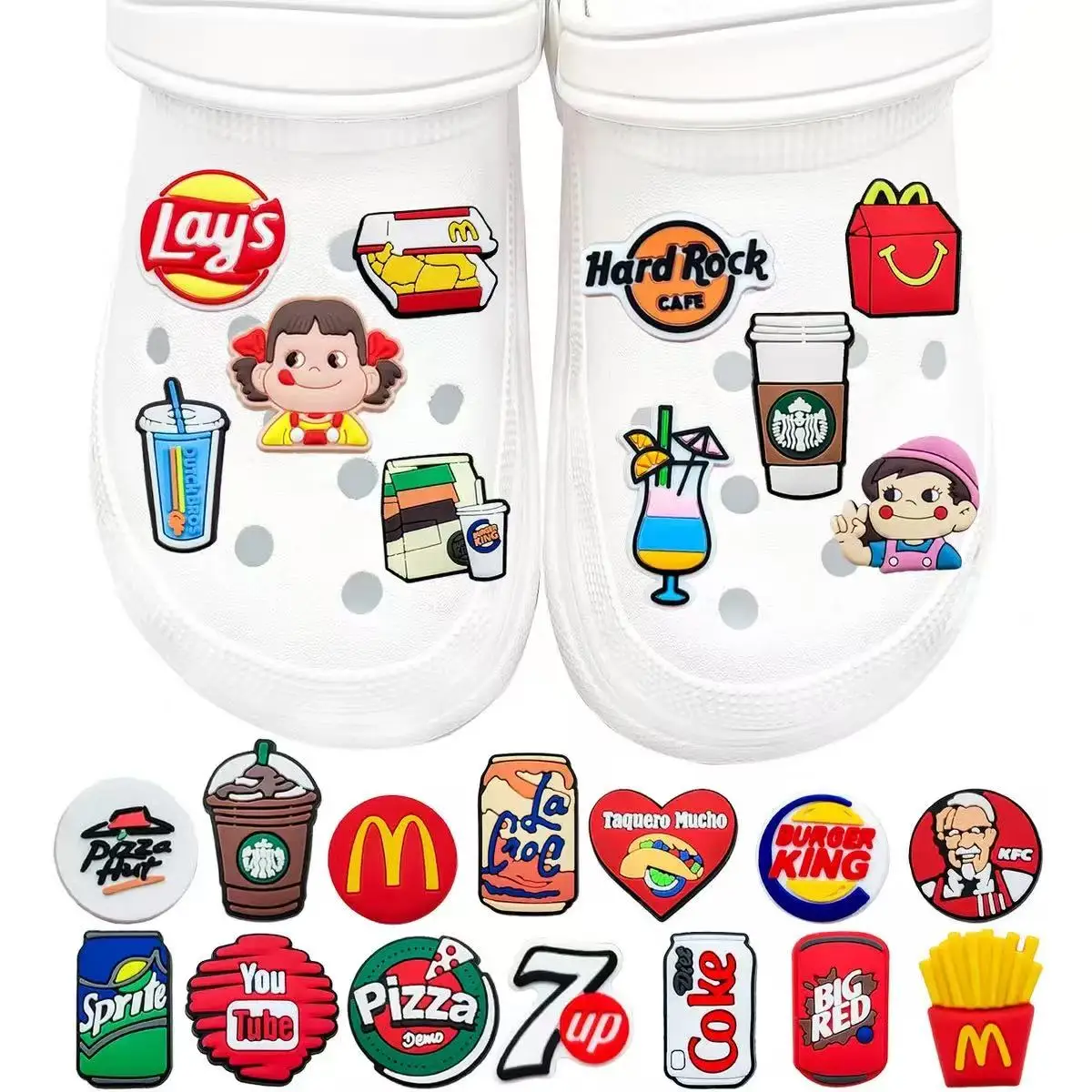 Hot Toys Beverage Series 12-100pcs Shoe Charms For Sandals,Shoe Decoration Accessories Shoe Pins Great Gift For Men Women