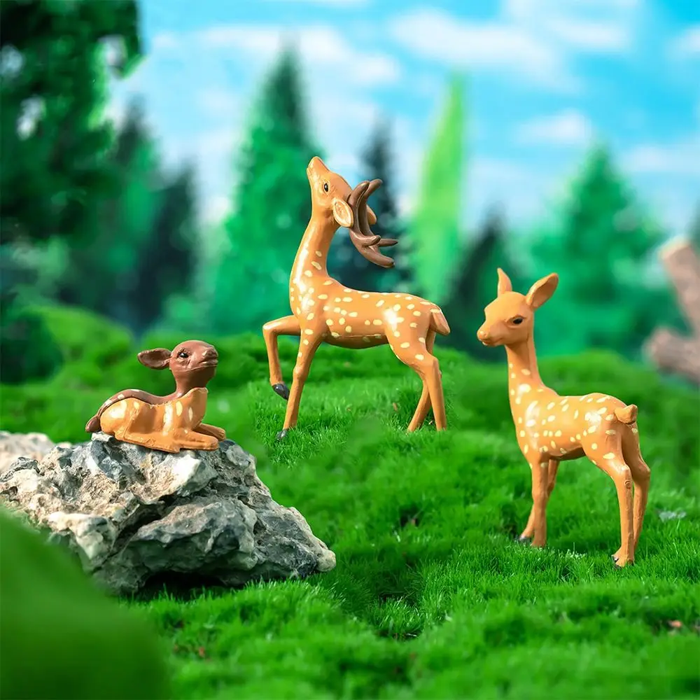 Deer Miniature Statue Garden Ornaments Figurines Fairy Garden Decoration Micro Landscape Home Yard Patio Outdoor Decor