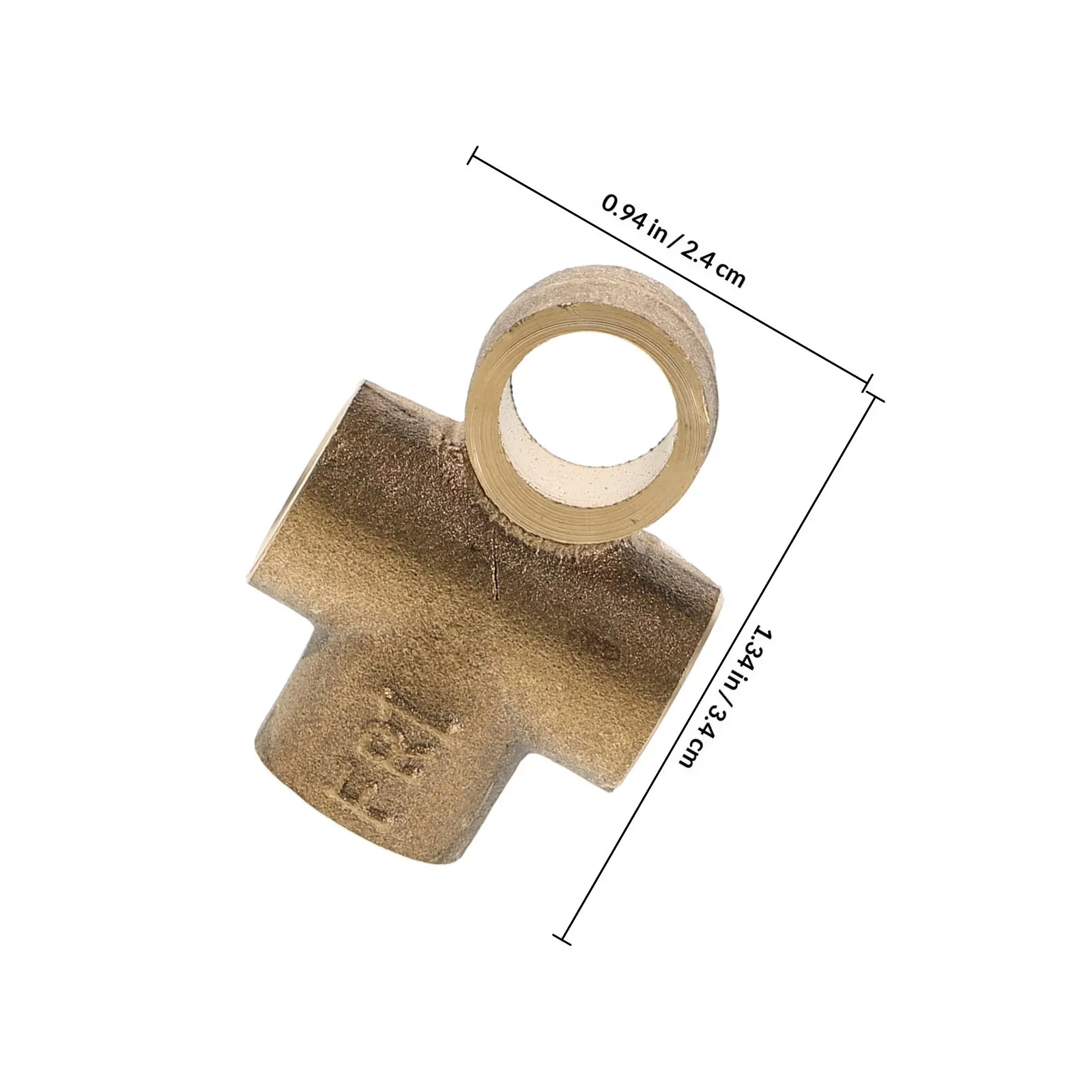 Brass T-Shaped Threaded Tee Fitting Fuel Line Connector for Boat Gas Tank Oil Pipe System Adapter Fuel Line Connector