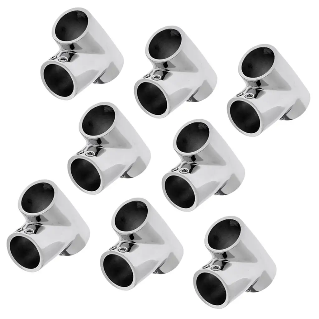 8pcs Marine Stainless Steel Boat RV Hand Rail 60 Degree T Fitting 7/8