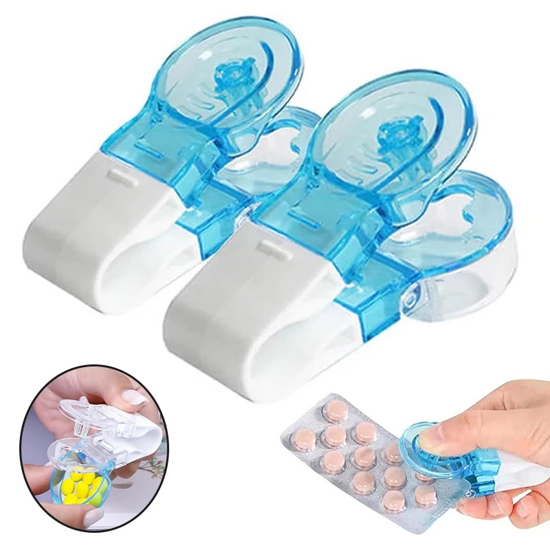 1pc Portable Pill Taker Tablet Blister Pack Opener Pill Dispenser Storage Box Pill Case No Contact Easy To Take Out From Package